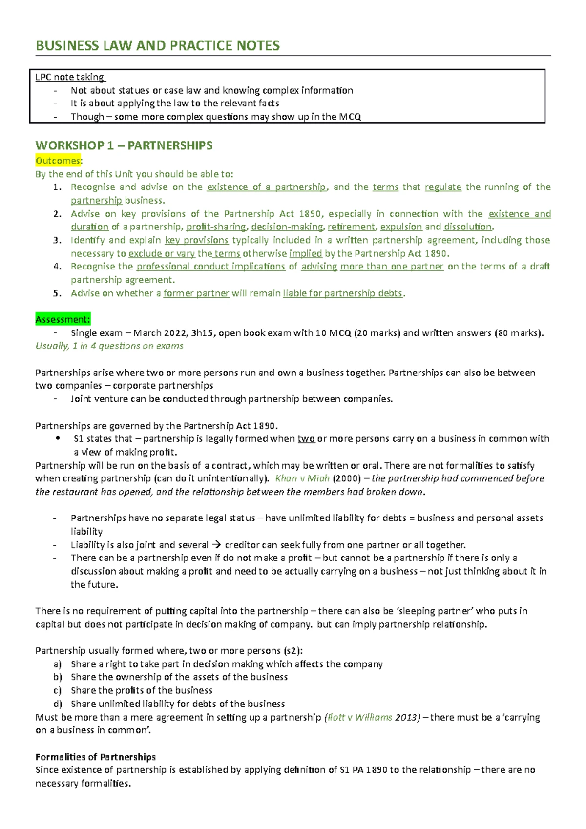 Business Law and Practice (Skills) Unit 6 Workshop Notes - Studocu