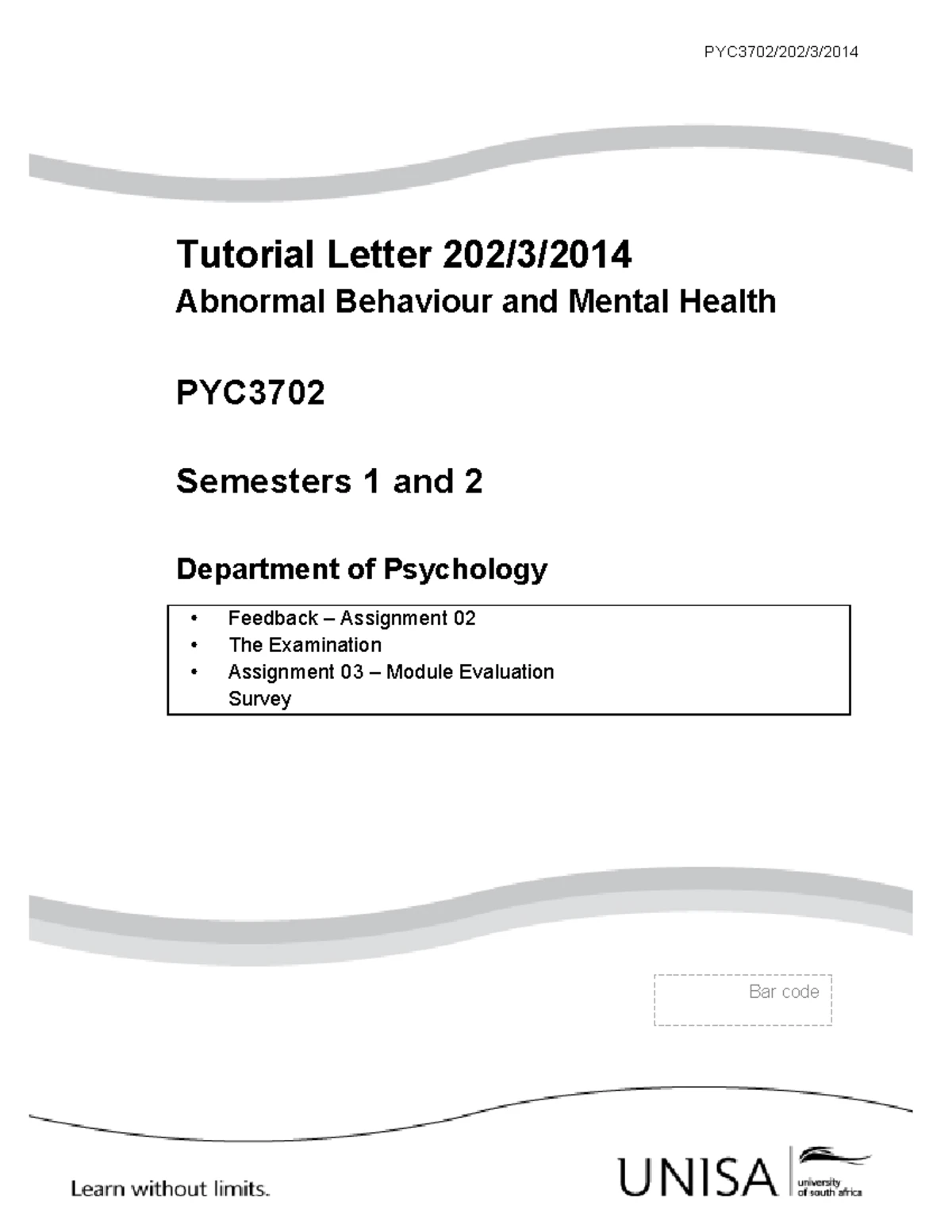PYC3702 - Tutorial Letter - 201 2014 1 b - PYC3702/201/3/2014 Tutorial ...