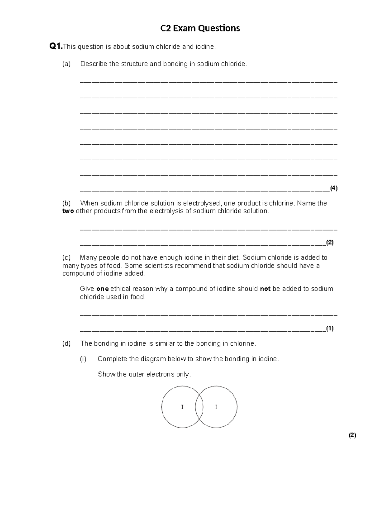 C2 questions-A - Provides extra info - Q1 question is about sodium ...