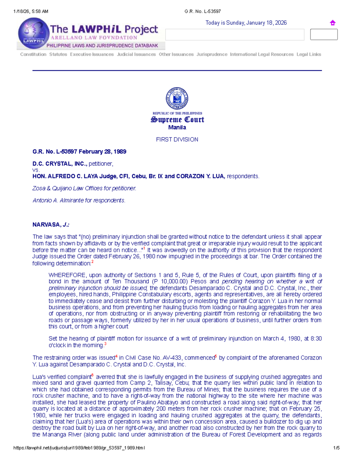 G.R. No. L-53597: Case Study on Preliminary Injunction and Jurisdiction ...