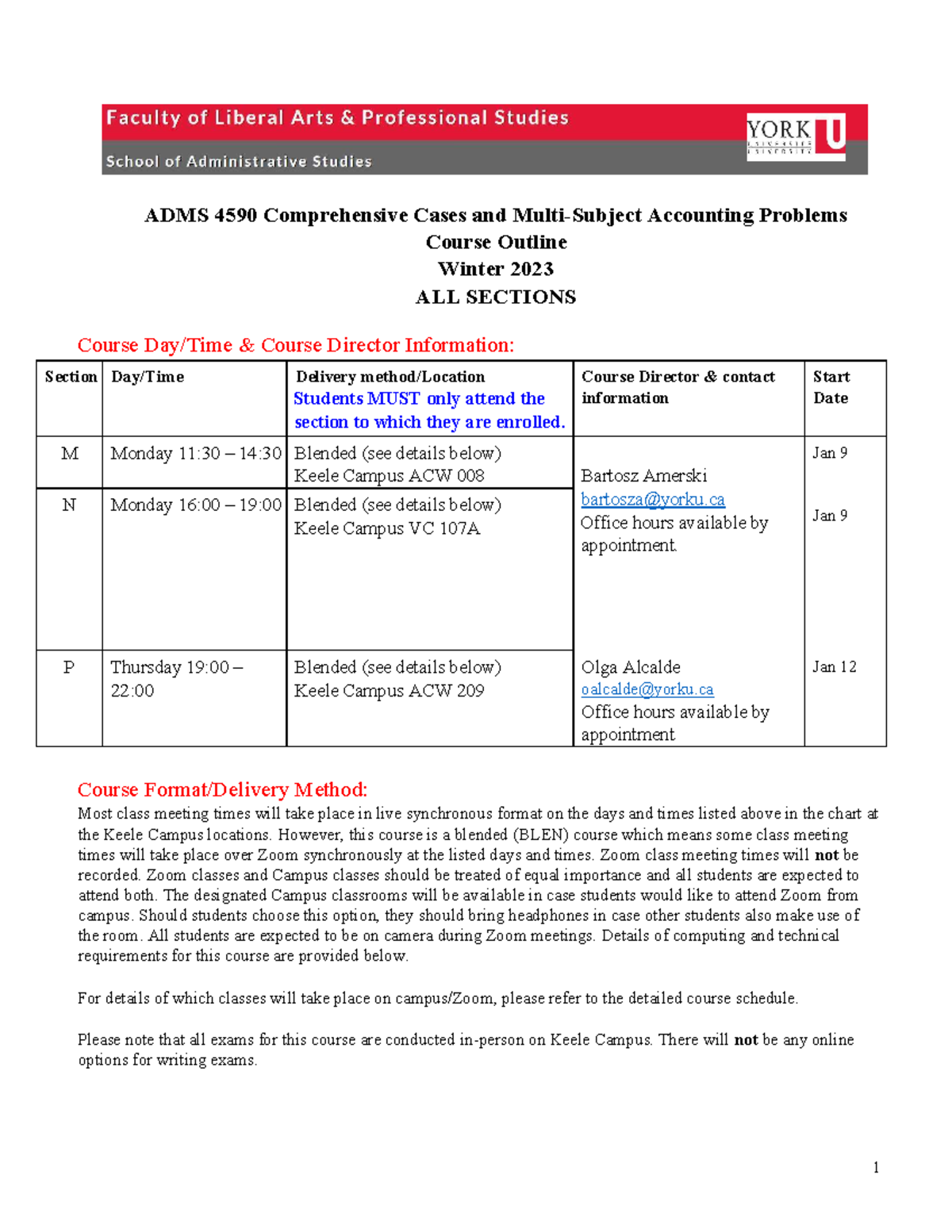 ADMS 4590 Winter 2023 Course Outline: Comprehensive Cases & Accounting ...