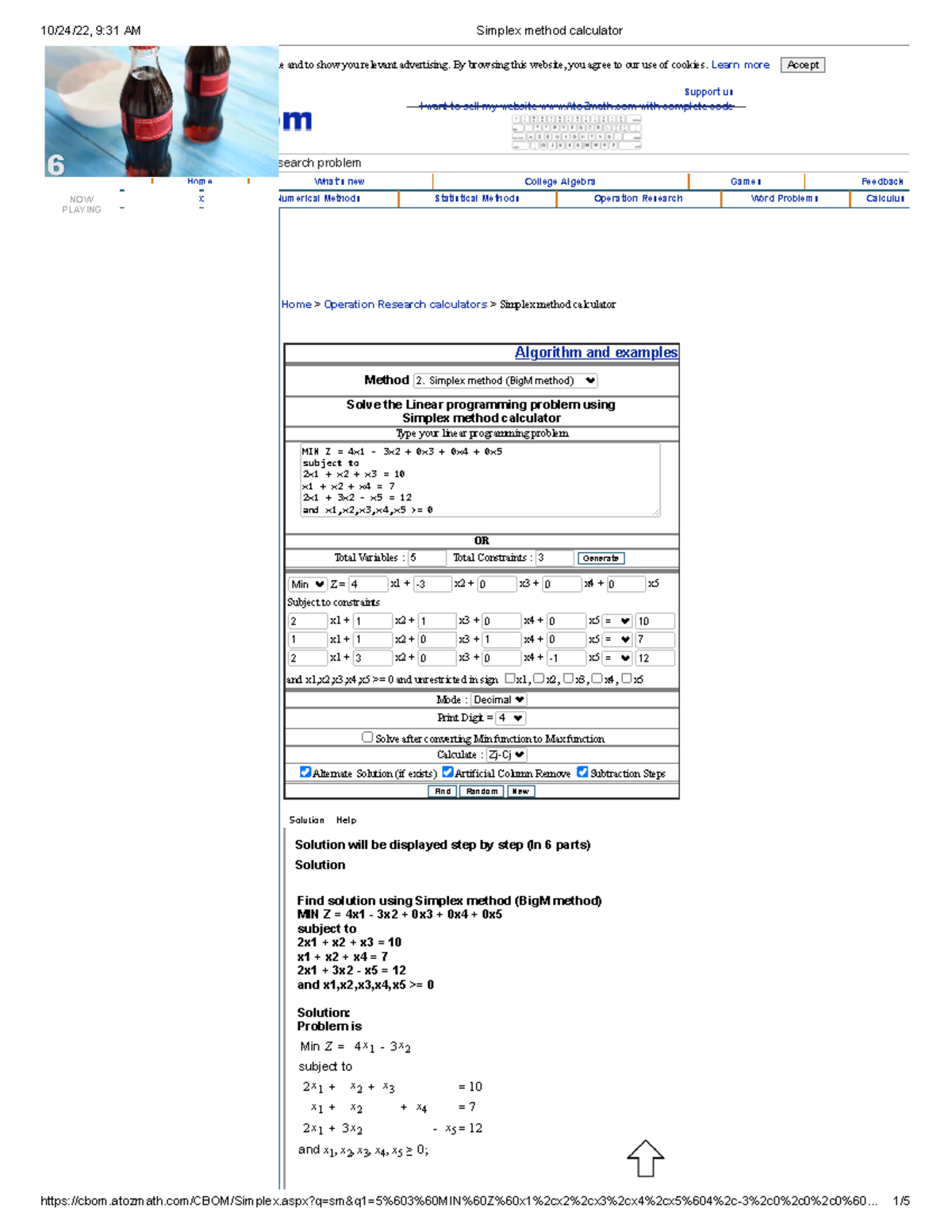 Simplex Method Calculator - Analyzing Linear Programming (OR) - Studocu