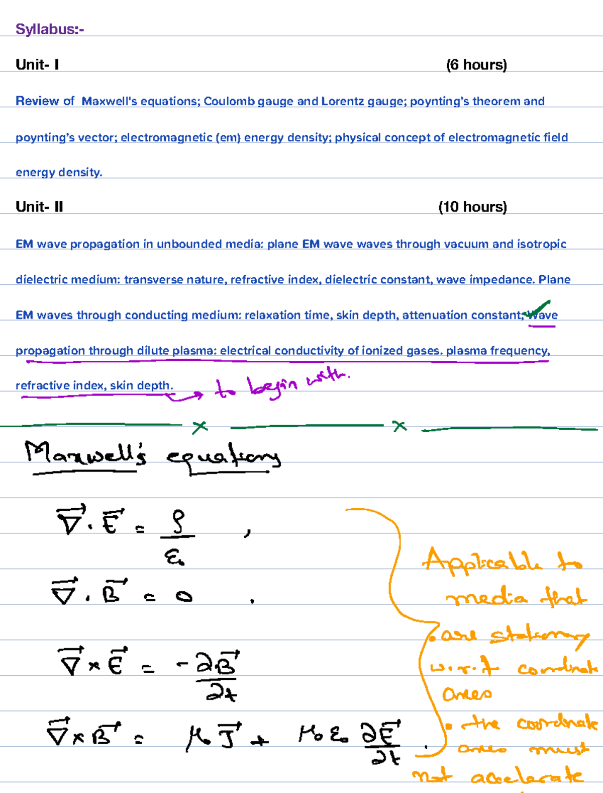 EMT 2211 Lecture Notes: Electromagnetic Theory Concepts and Wave ...