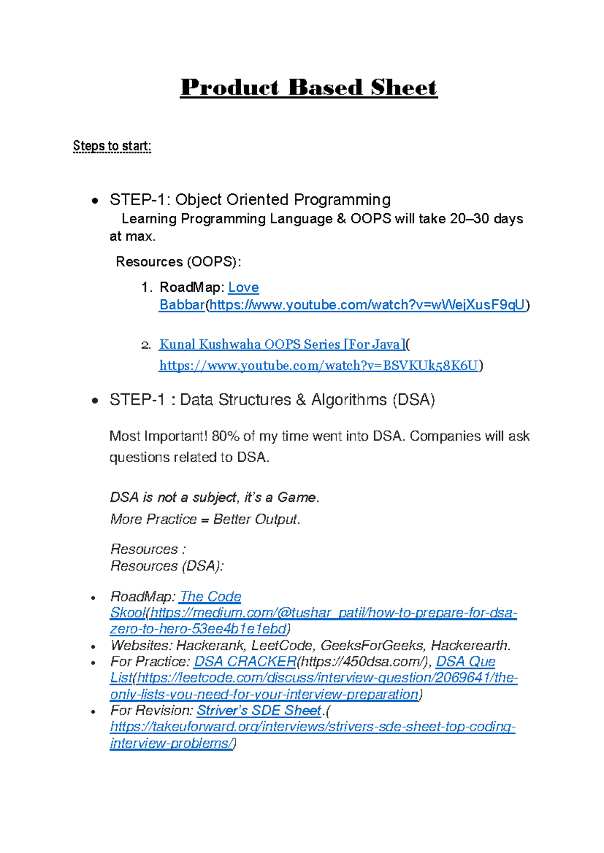 Product Based Sheet - Product Based Sheet Steps to start: - STEP-1 ...