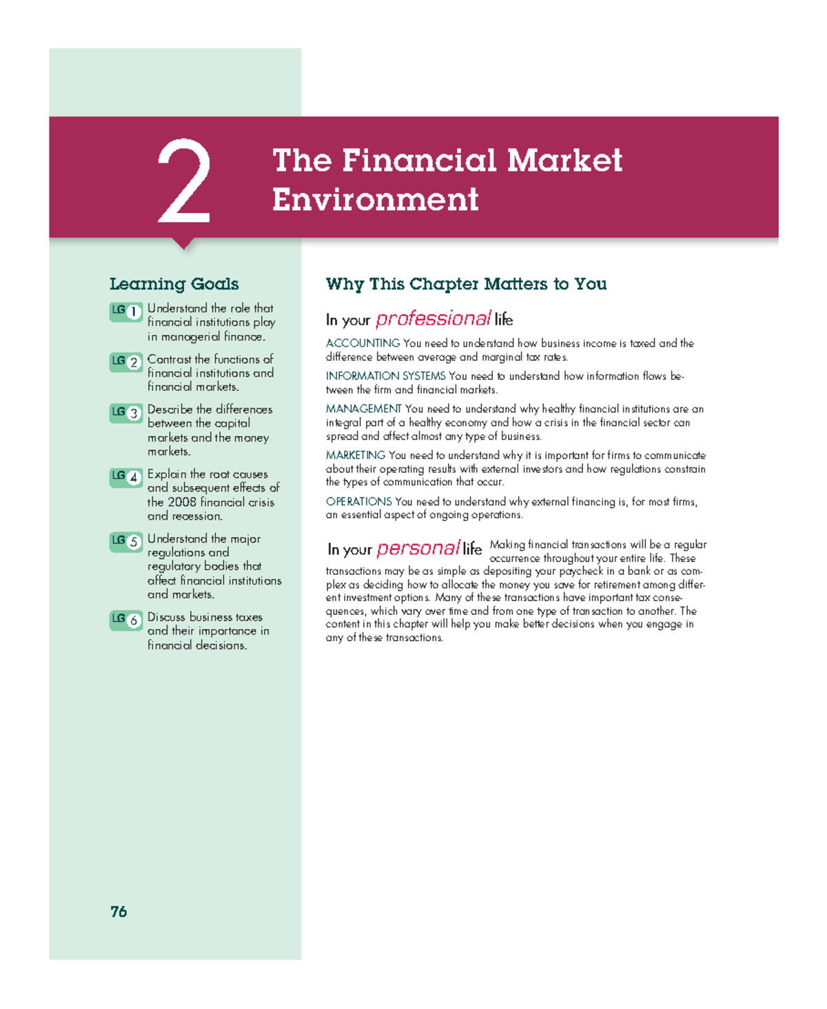 Gitman chapter 2 - 76 Why This Chapter Matters to You In your ...