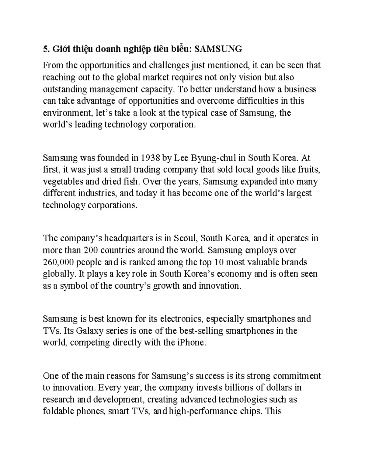 5. Case Study: Samsung's Global Market Strategy and Innovation - Studocu