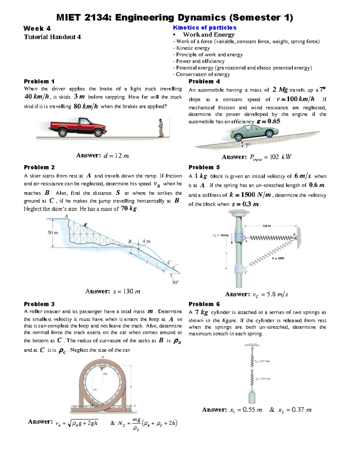 MIET 2134: Engineering Dynamics Week 1 Tutorial on Kinematics - Studocu