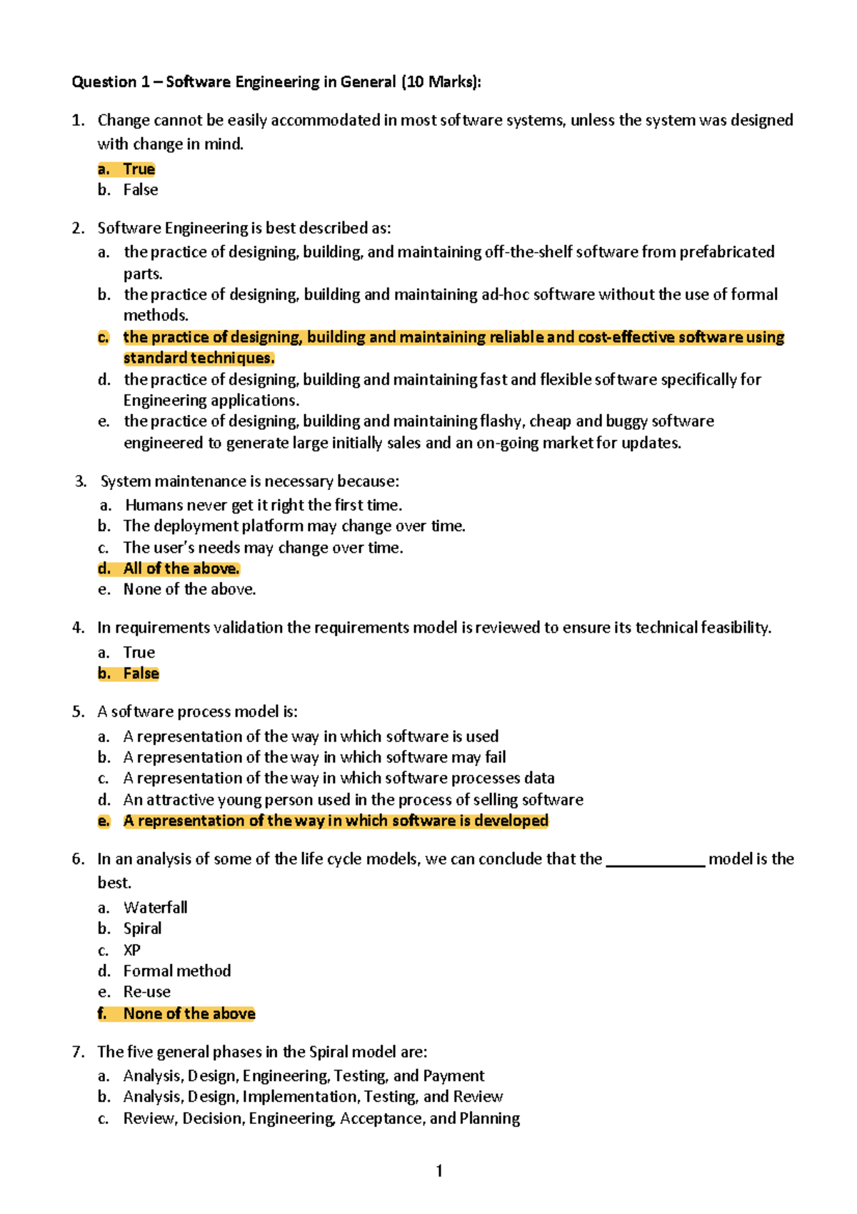 CS3342 Midterm Sample Questions & Solutions on Software Engineering ...