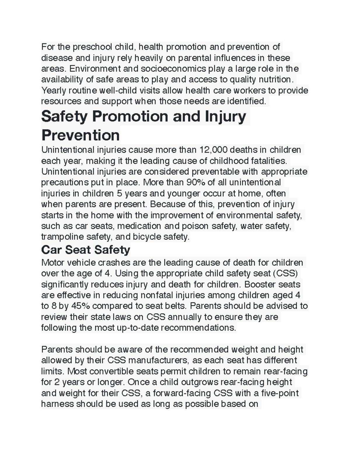 Childhood Health and Safety: Disease Prevention Strategies in Early ...