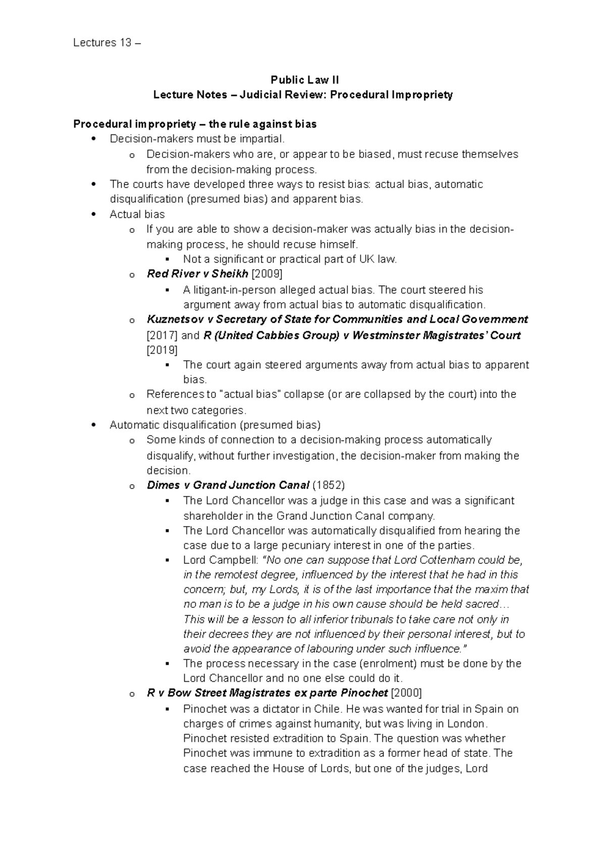 Judicial Review - Procedural Impropriety - Public Law II Lecture Notes ...