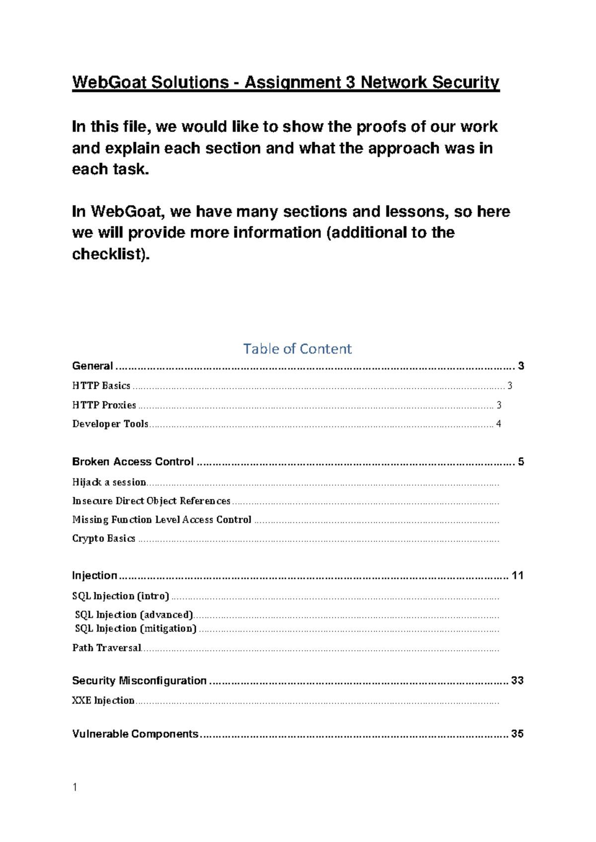 WebGoat Solutions Assignment 3: Network Security Insights - Studocu