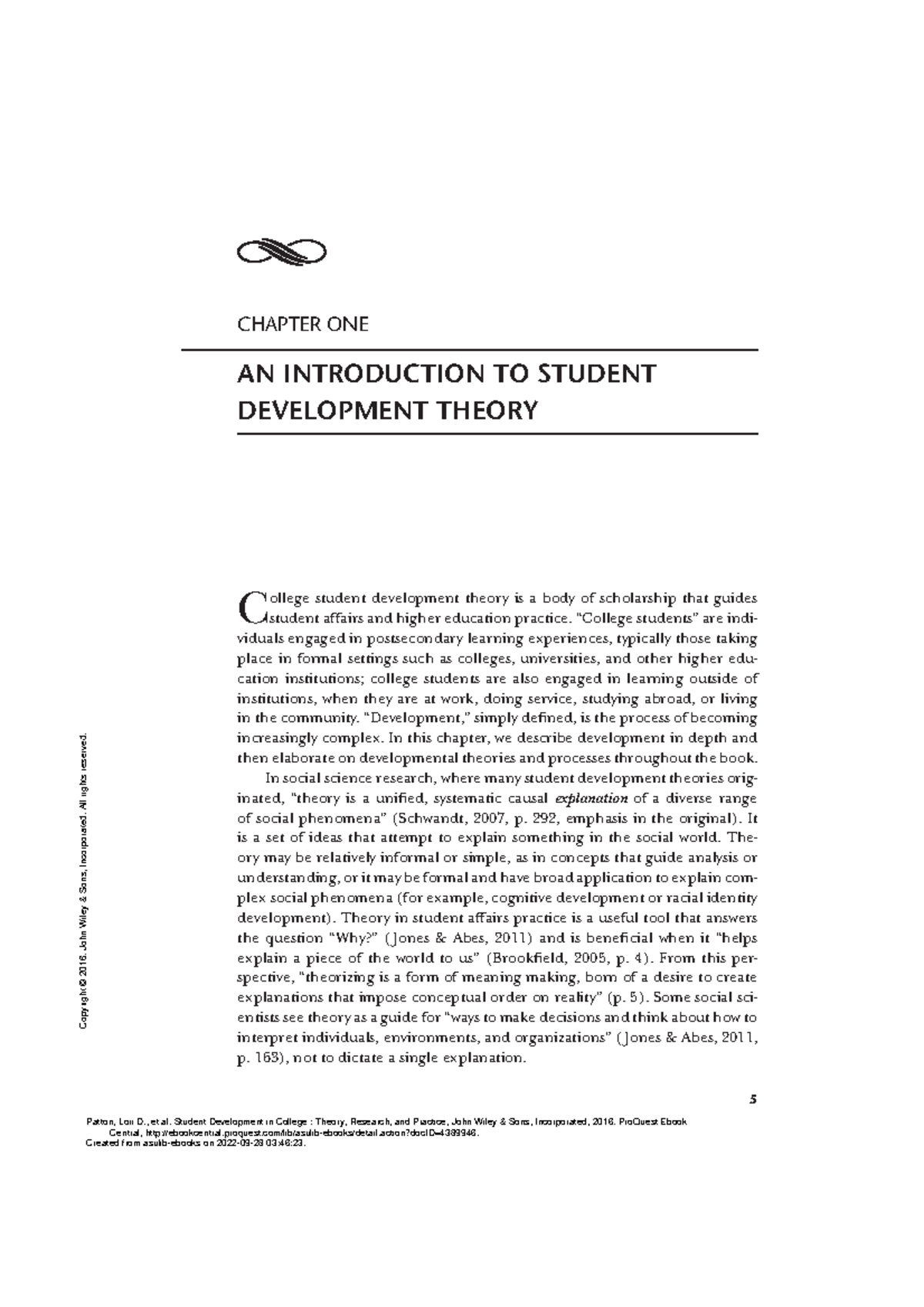 Student Development in College (EDU 301): Theoretical Foundations and ...