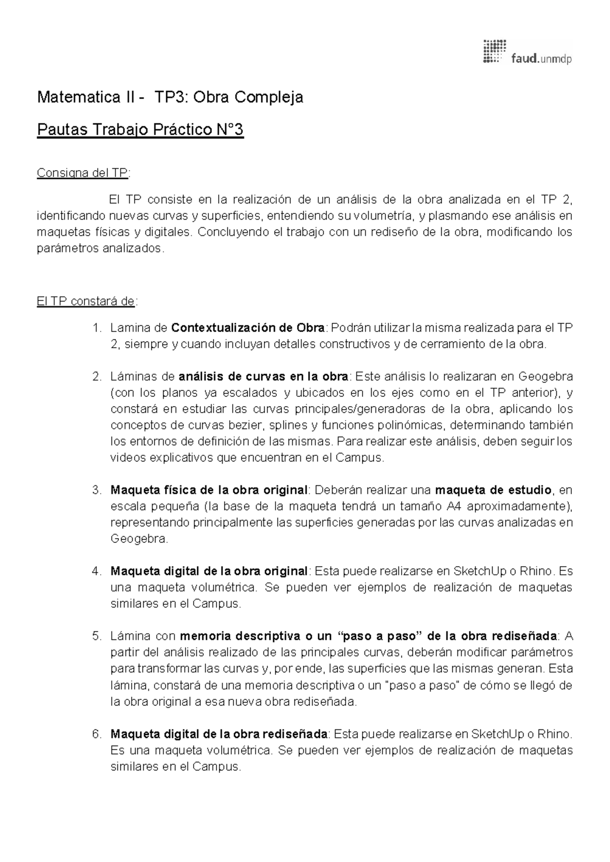 Pautas del TP3 - Análisis de Obra Compleja en Matemática II - Studocu