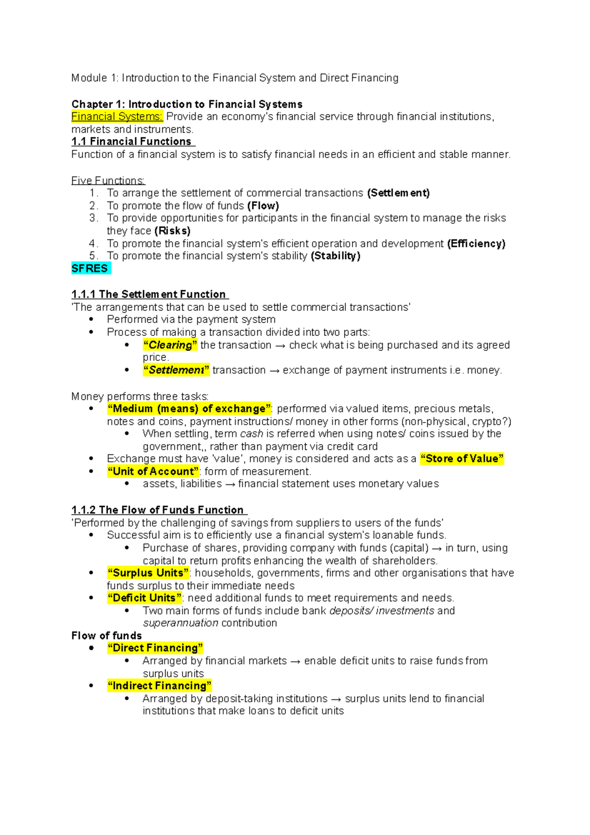 Chapter 1 - Financial System - Module 1: Introduction to the Financial ...