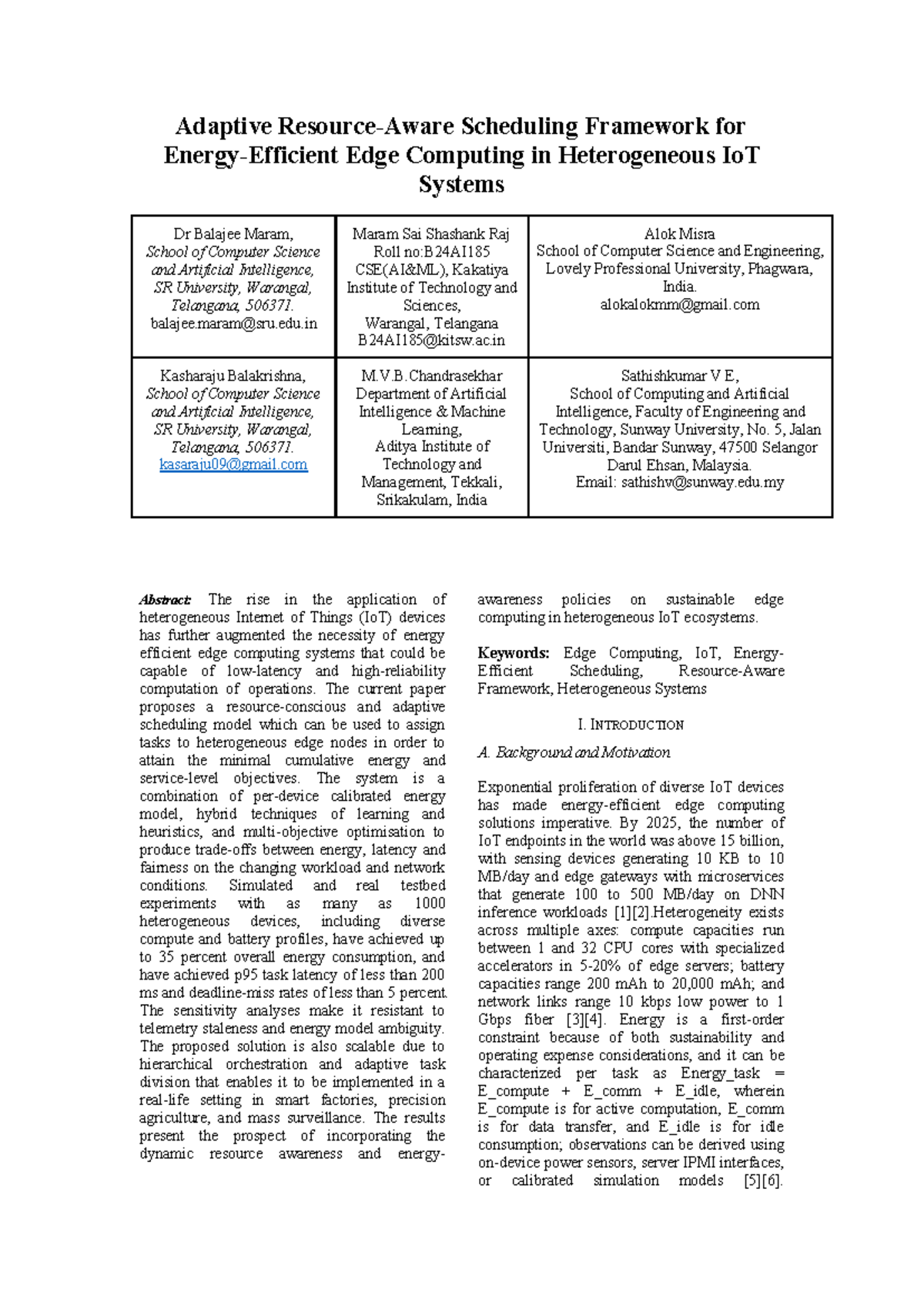 Adaptive Scheduling Framework for Edge Computing in Heterogeneous IoT ...