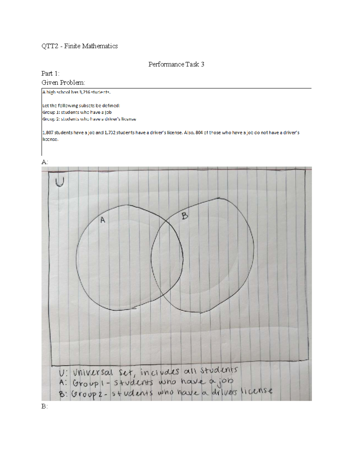 QTT2 Finite Math Performance Task 3: Group Analysis & Euler Trail - Studocu