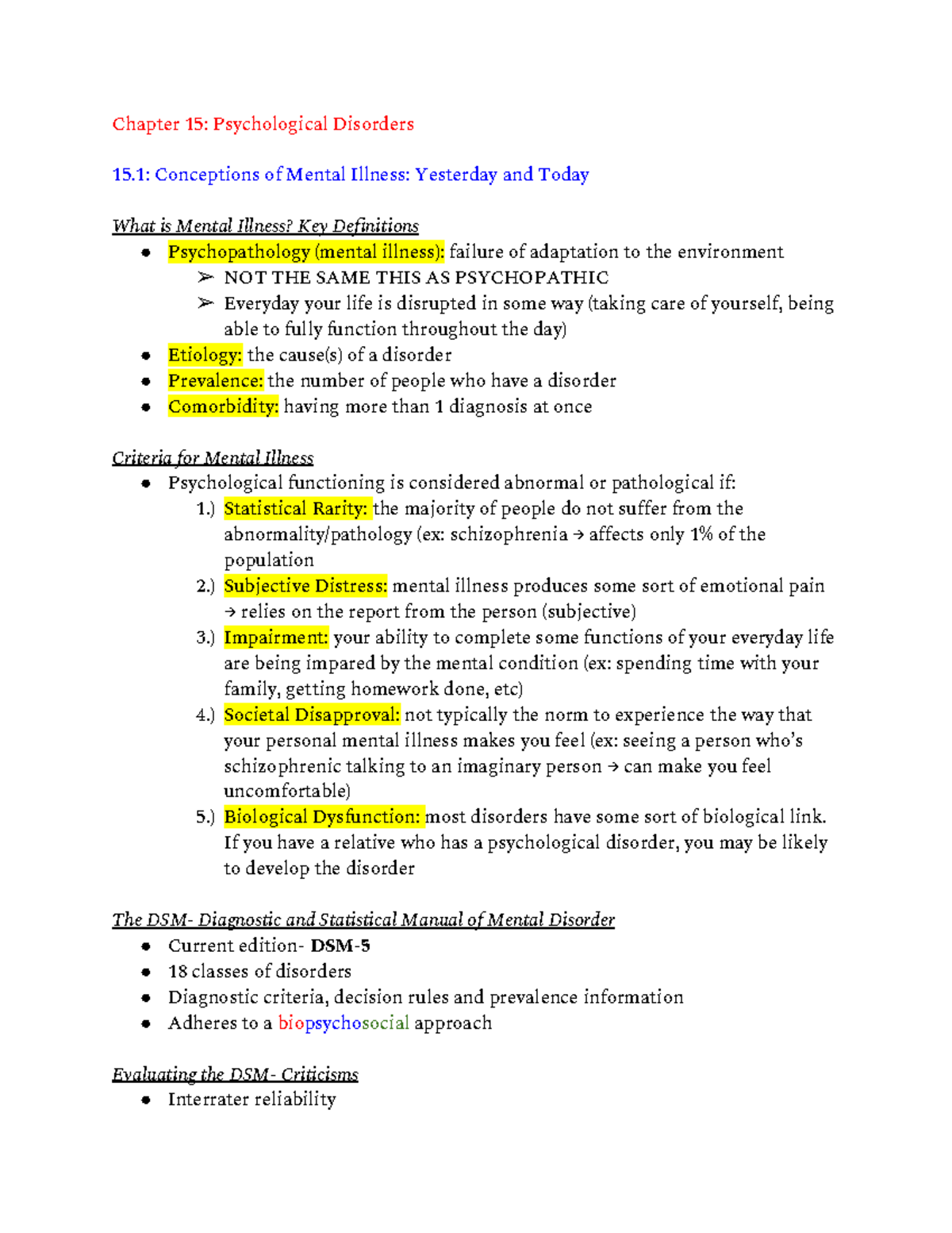 PSYC 100 Chapter 15 Psychological Disorders - Chapter 15: Psychological ...