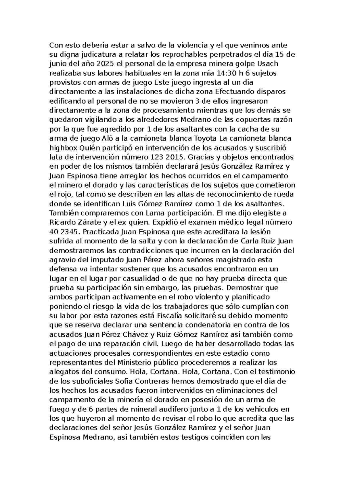 Alegatos del Ministerio Público en el Caso de Robo Agravado - 2025 - Document Preview