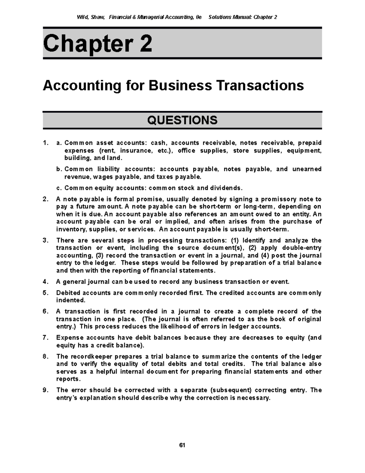 Accounting for Business Transactions - Textbook Answers Ch02 - Studocu