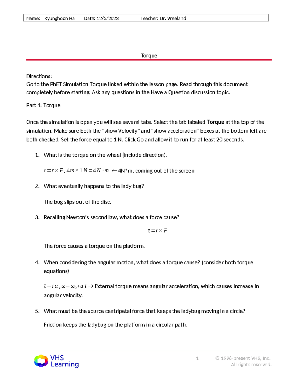 13-03-Torque A - Lab Report Summary and Observations - Studocu
