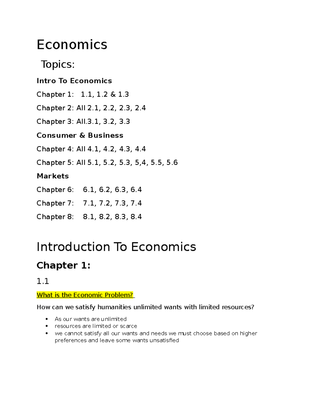 Economics Notes - here u go - Economics Topics: Intro To Economics ...