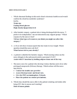 MED SURG II EXAM 4 - Critical Patient Assessment Notes - Studocu