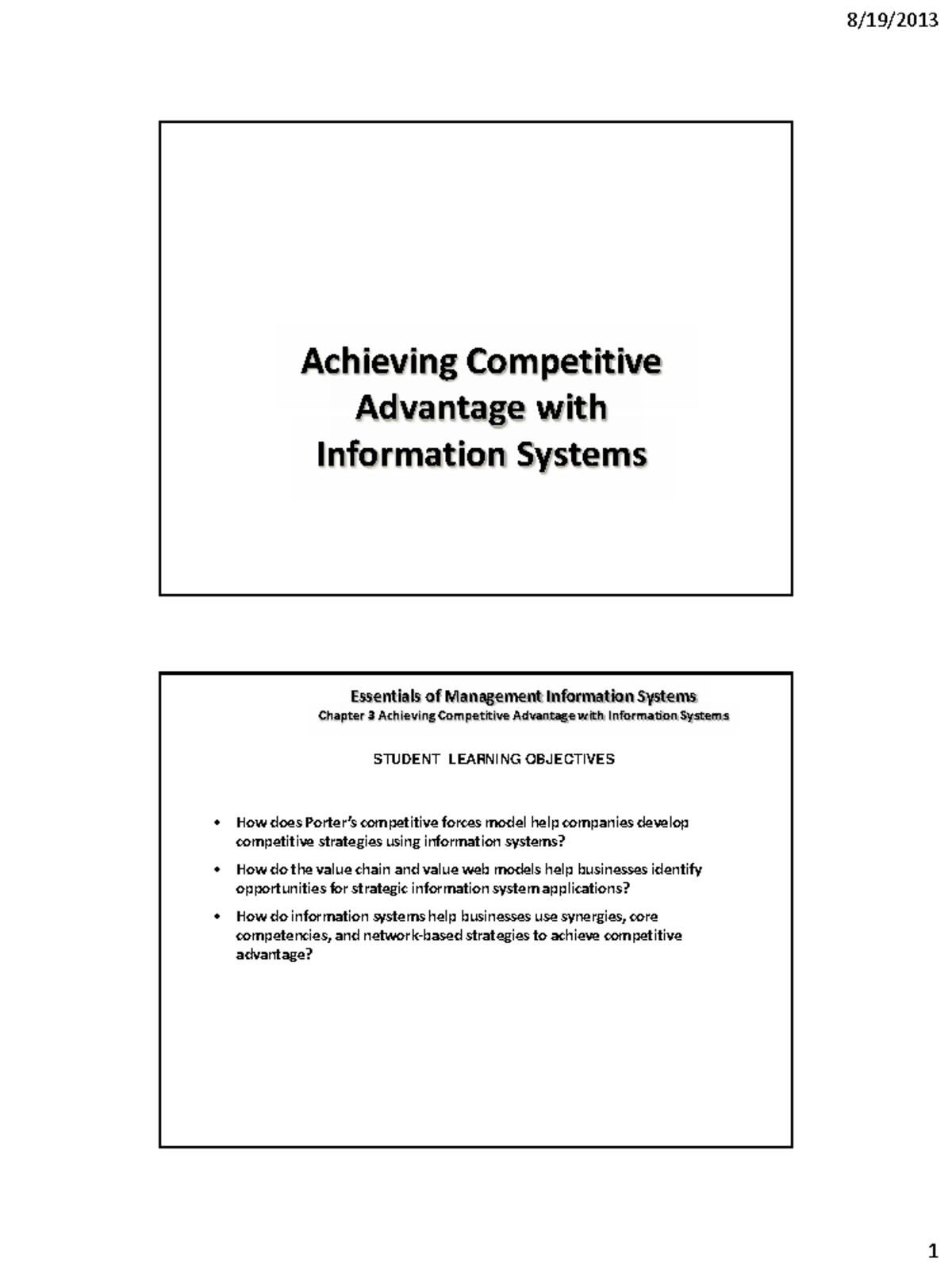 Essentials of Management Information Systems (MIS) Chapter 3 ...