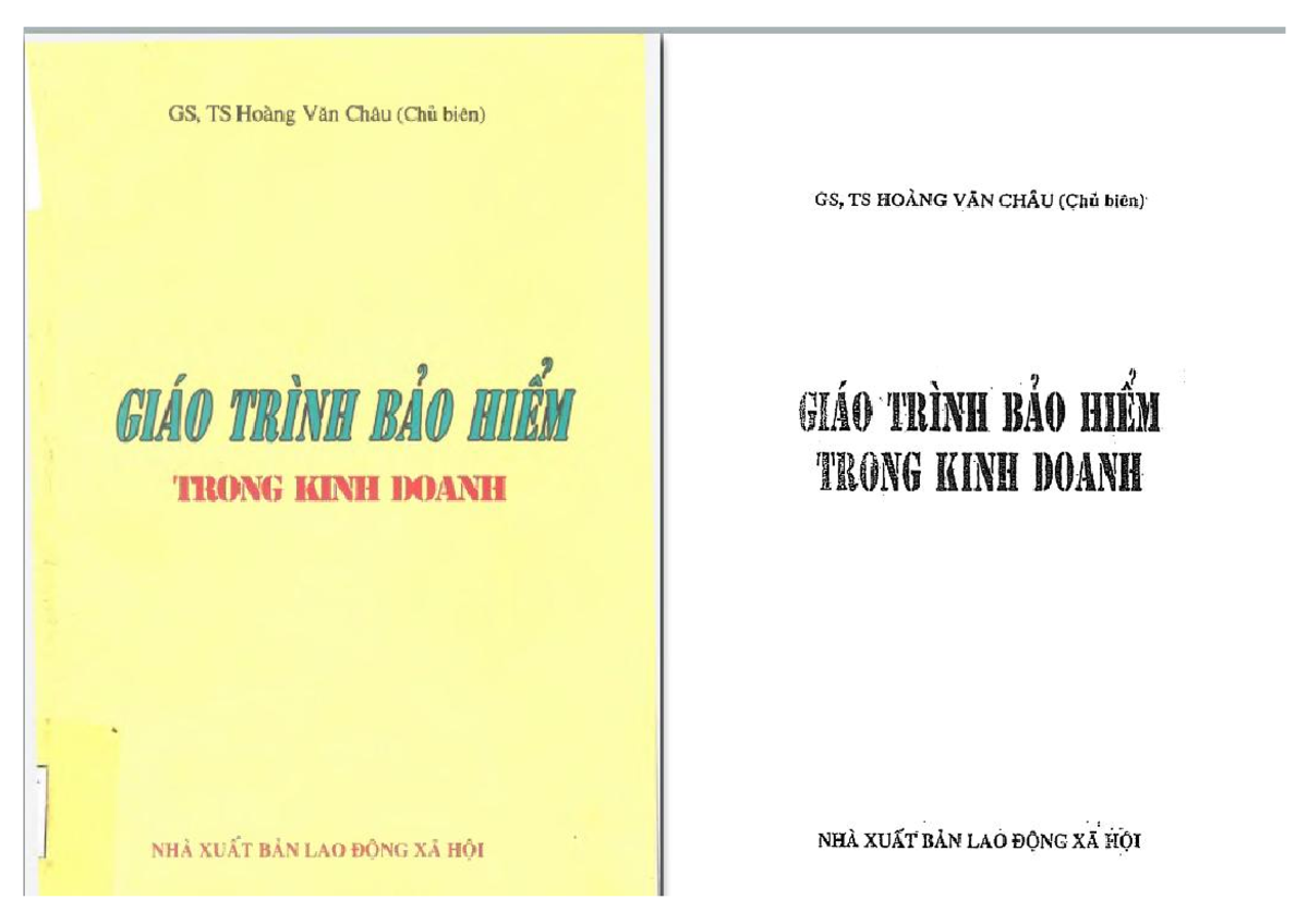 Giáo Trình Bảo Hiểm Trong Kinh Doanh - Mã 718476116 - Document Preview