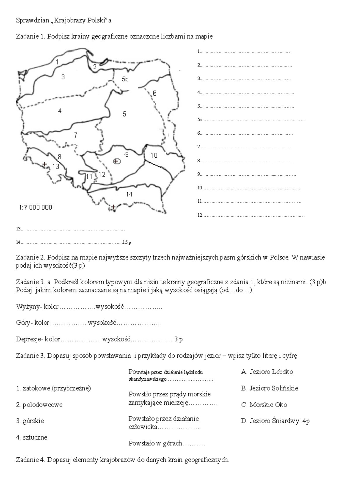 Zadania z krajobrazów Polski - Spr krajobrazy Polski 5 - Studocu