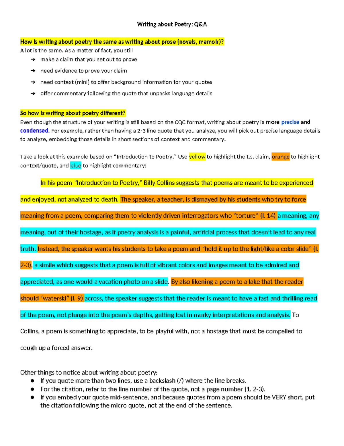 ENG101: Writing About Poetry - Key Techniques for Analysis - Studocu