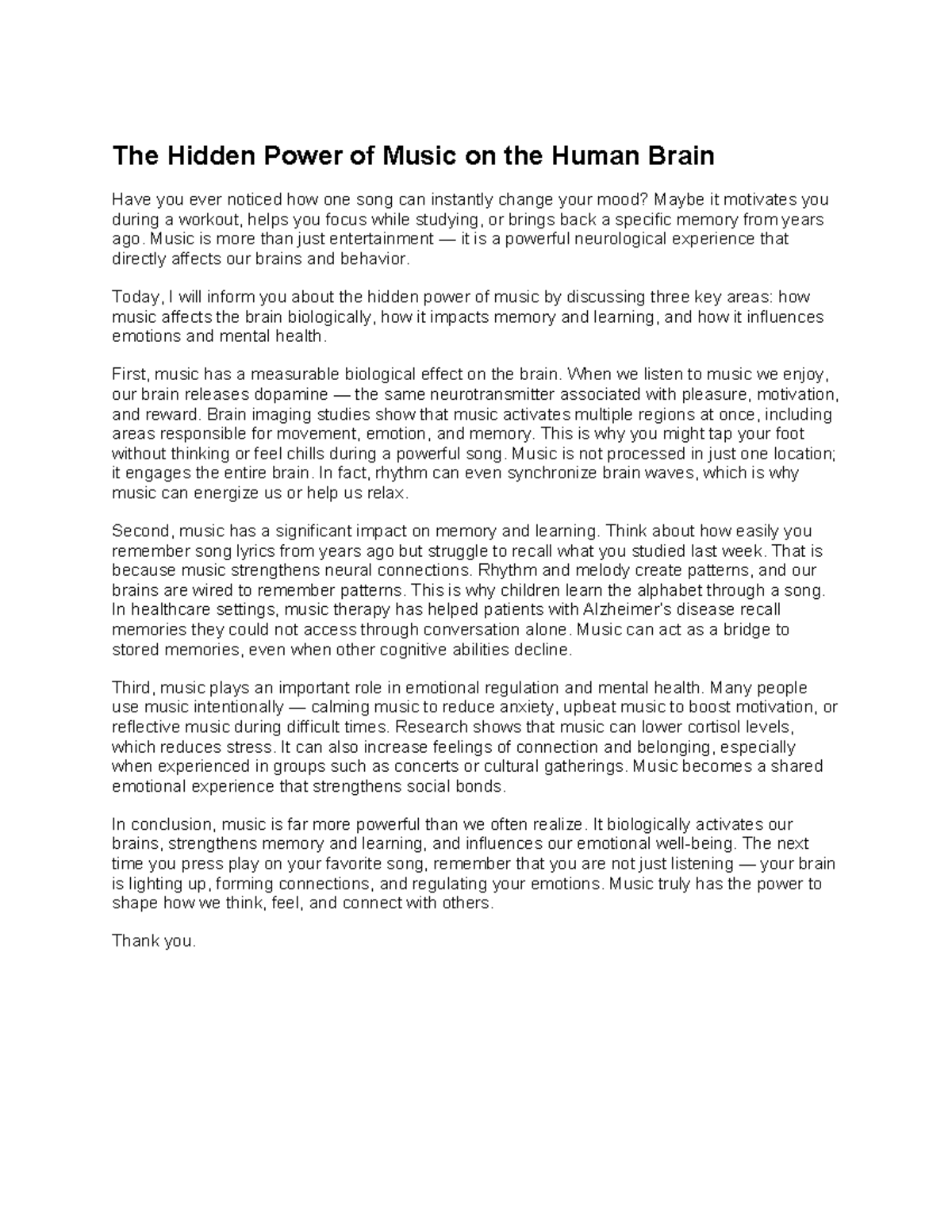 The Impact of Music on the Human Brain: A Neurological Study - Studocu