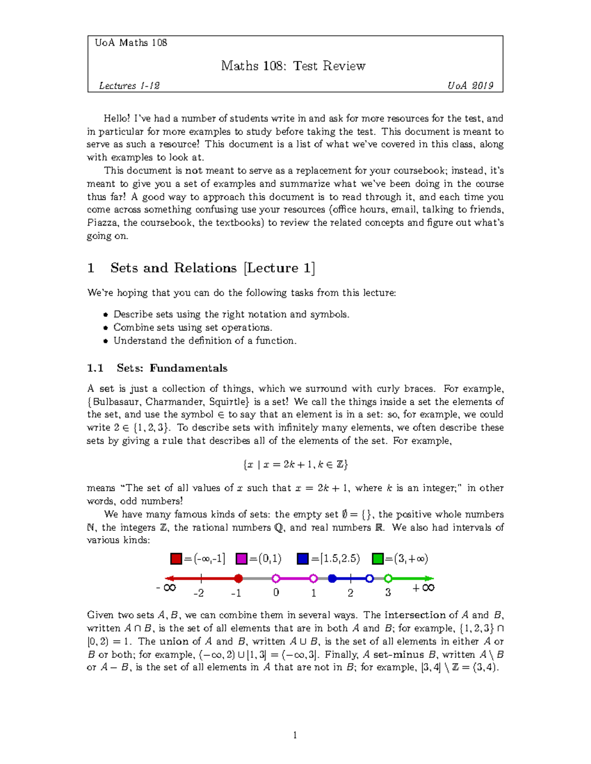 Maths 108 - Test Review: Key Concepts and Examples from Lectures 1-12 ...