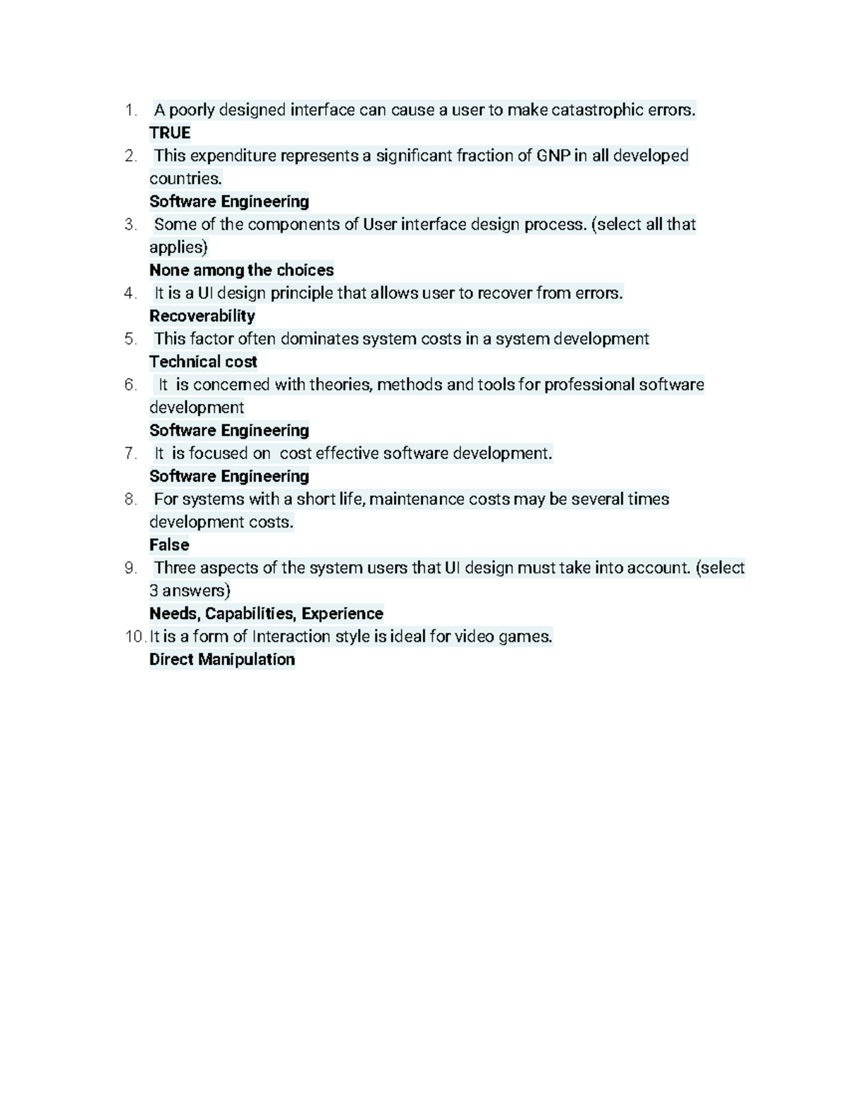 Software Engineering Midterm Quiz 1: Key Concepts & Principles - Studocu