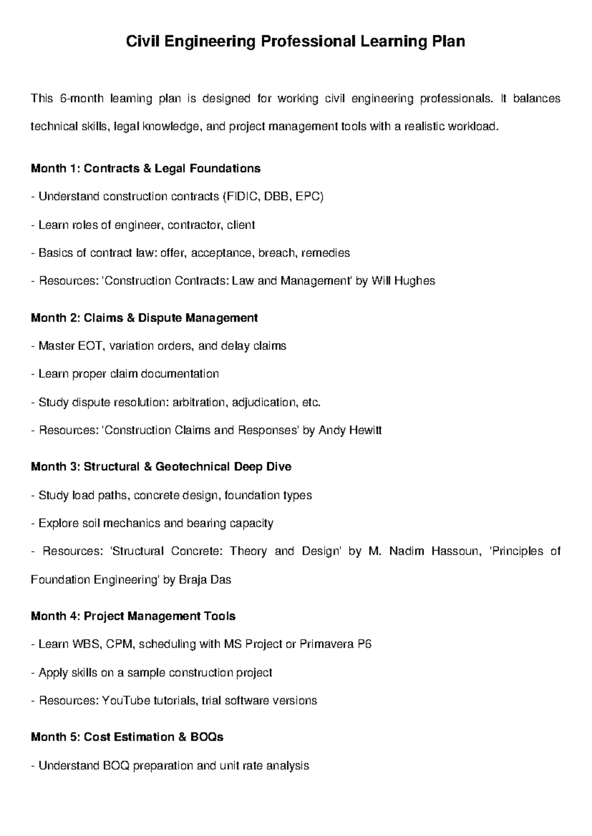 Civil engineering professional learning plan: skills and tools for ...