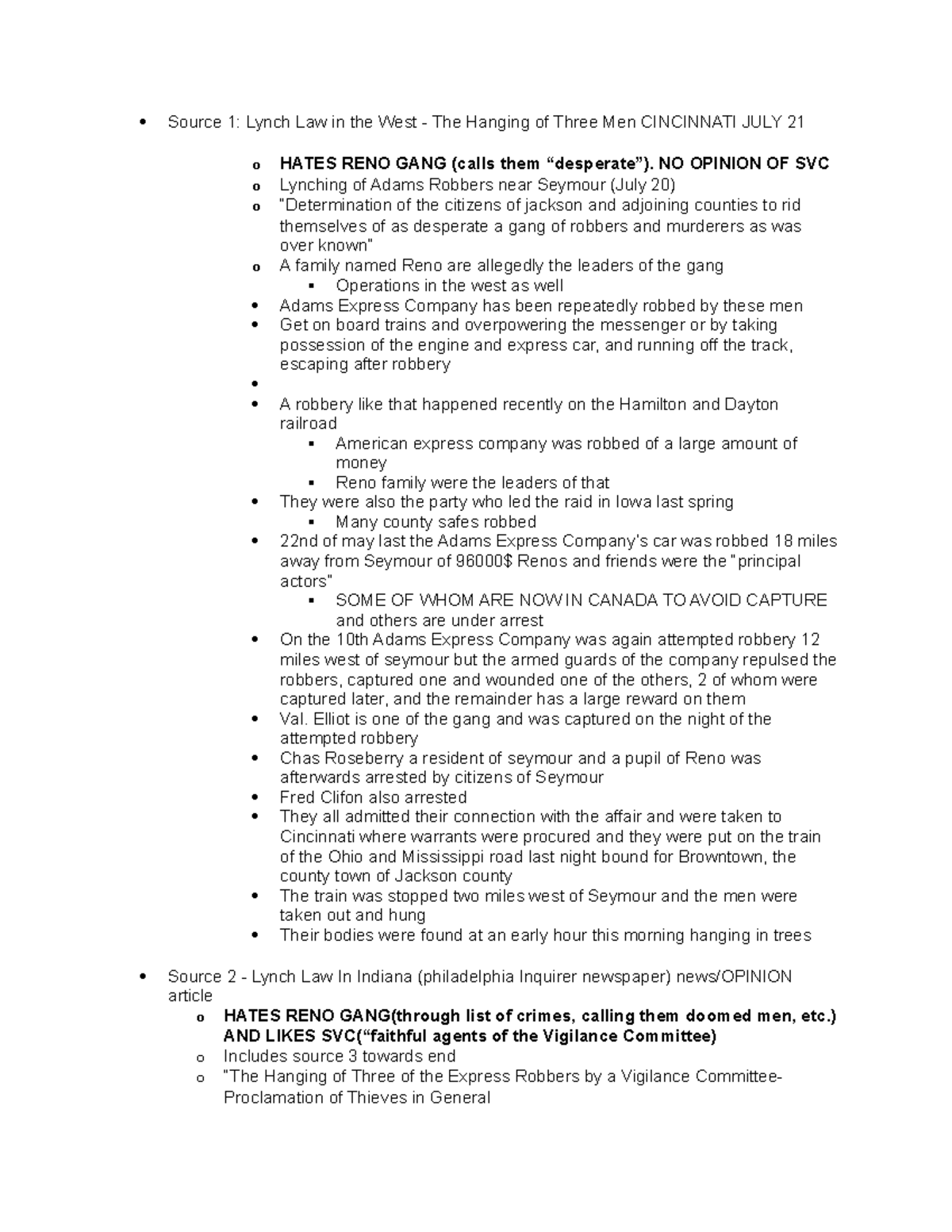 Analysis of Documents for Paper 2: Lynch Law & Seymour Vigilance ...