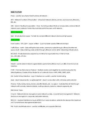 Net+Cram Sheet - Summary Networks - The Network + Cram Sheet MEDIA AND ...