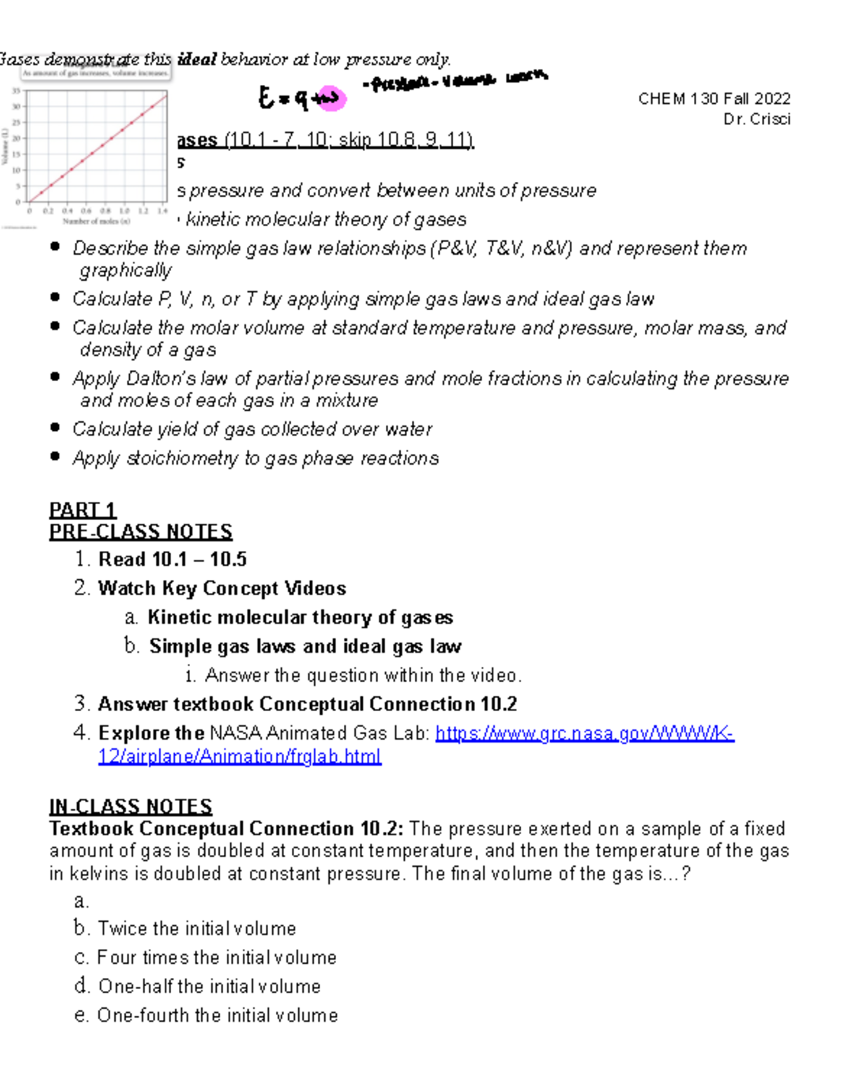 Chem 130 - Lecture Notes on Gases and Intermolecular Forces - Studocu