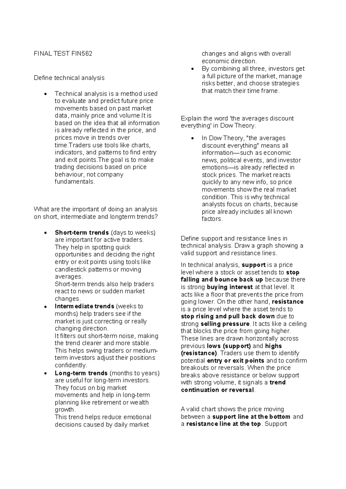 Final Test FIN562: Understanding Technical Analysis Concepts - Studocu