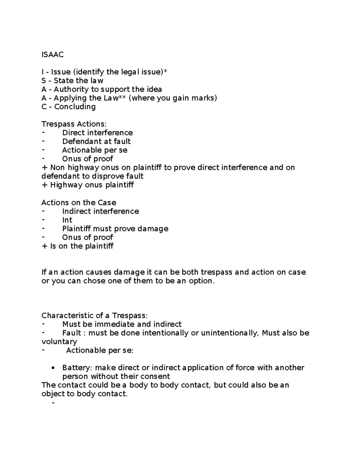 Isaac - short notes for personal use - ISAAC I - Issue (identify the ...