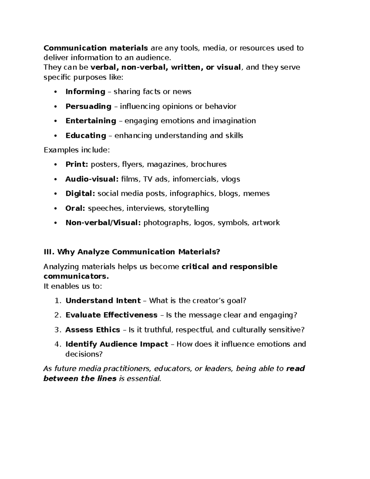 GEC 1 - Analyzing Communication Materials: Lecture & Activity 2 - Studocu
