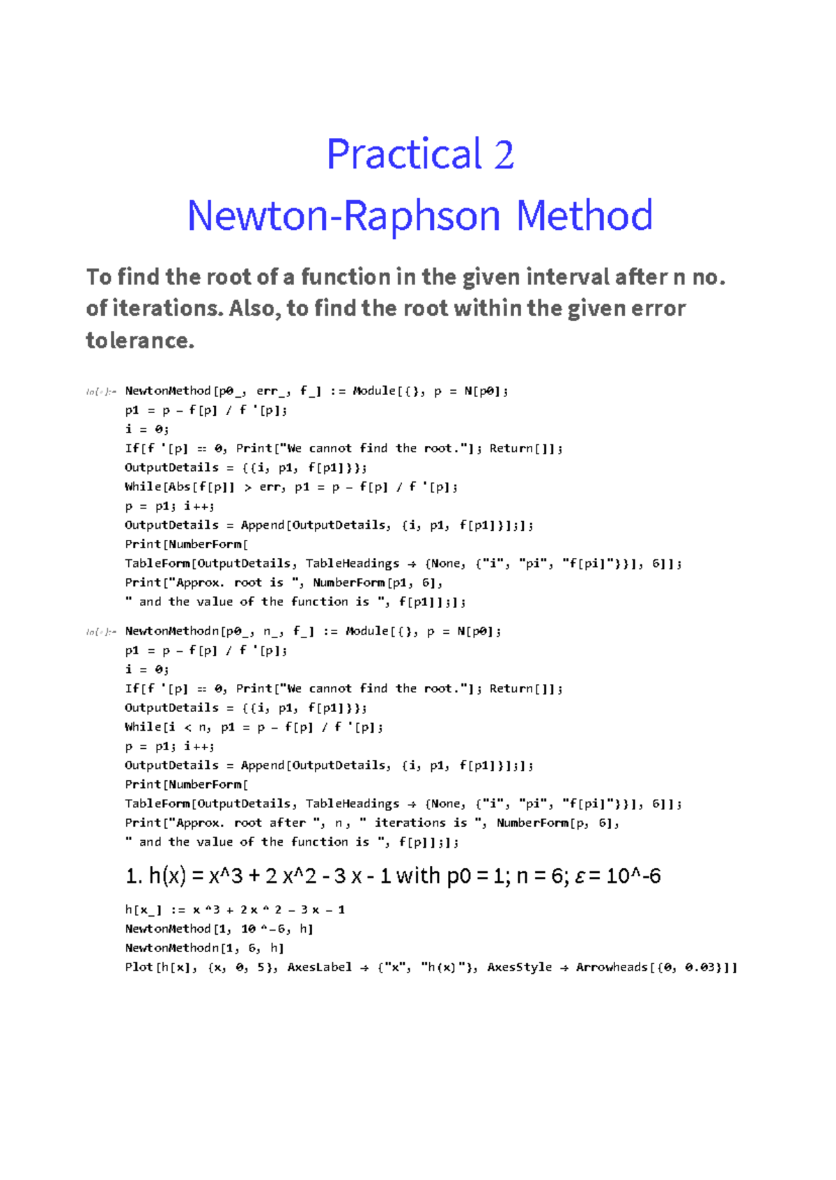 Newton-Raphson Method: Finding Roots in Given Intervals - Studocu