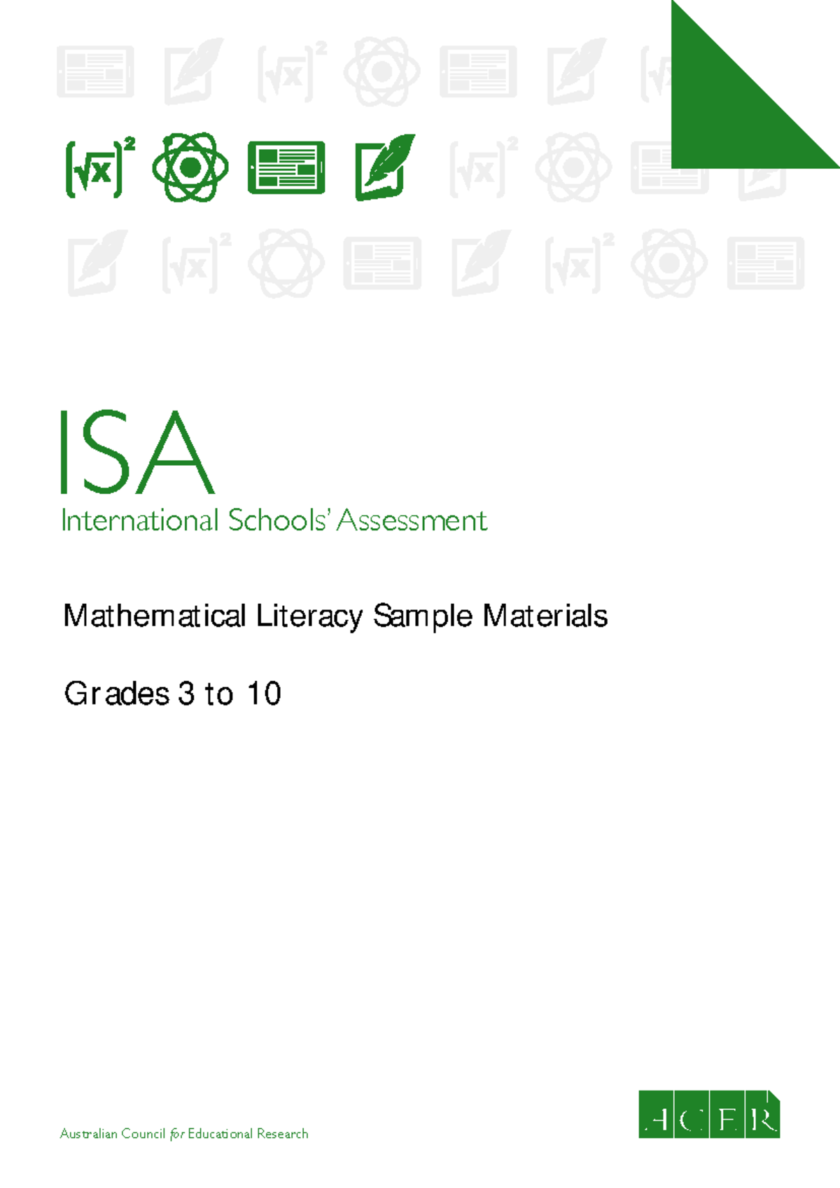 ISA Mathematical Literacy Sample Questions for Grades 3-4 - Studocu