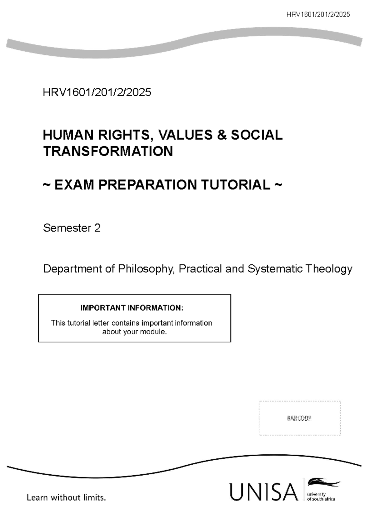 HRV1601 Final Exam Prep: Human Rights & Social Transformation - Studocu
