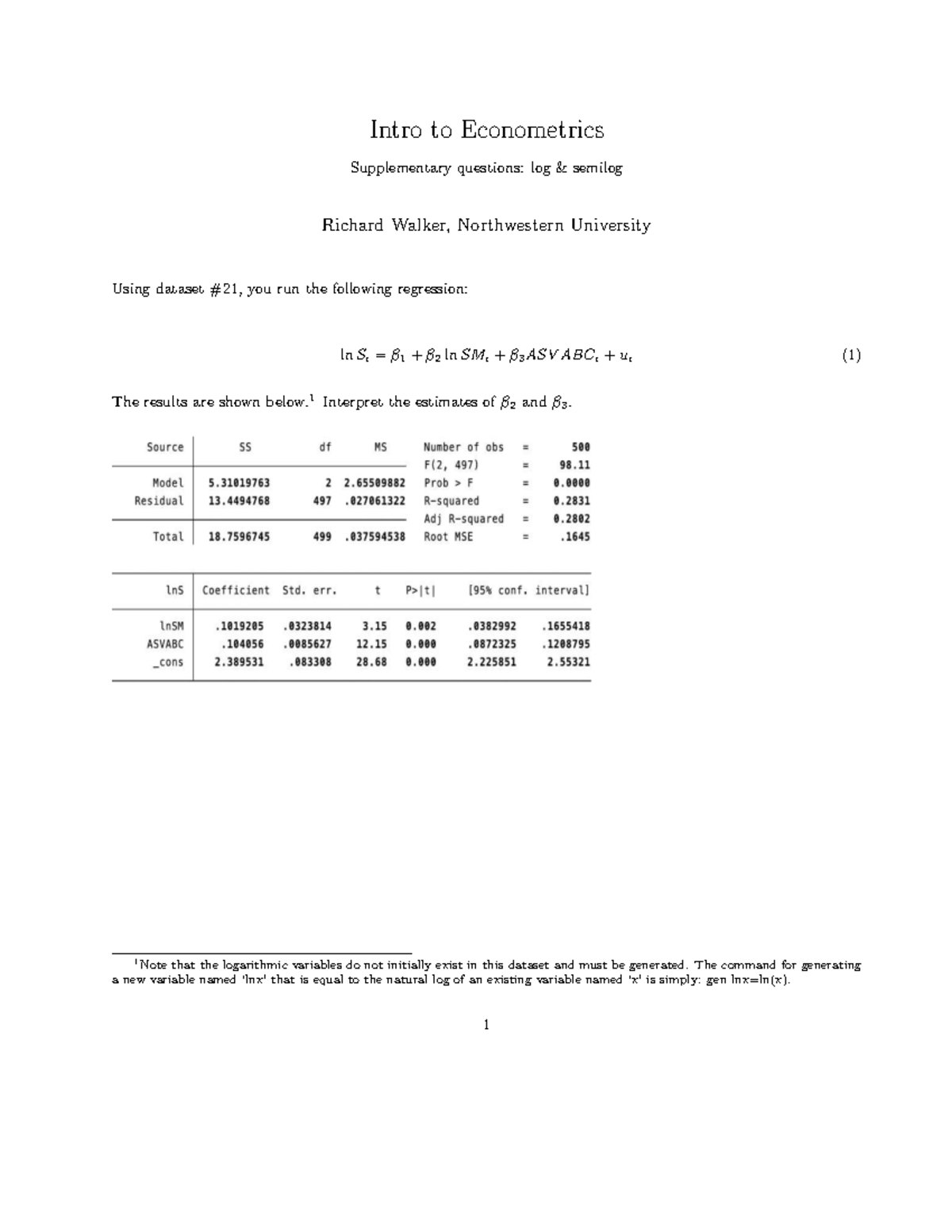 Sq - log & semilog - very - Intro to Econometrics Supplementary ...
