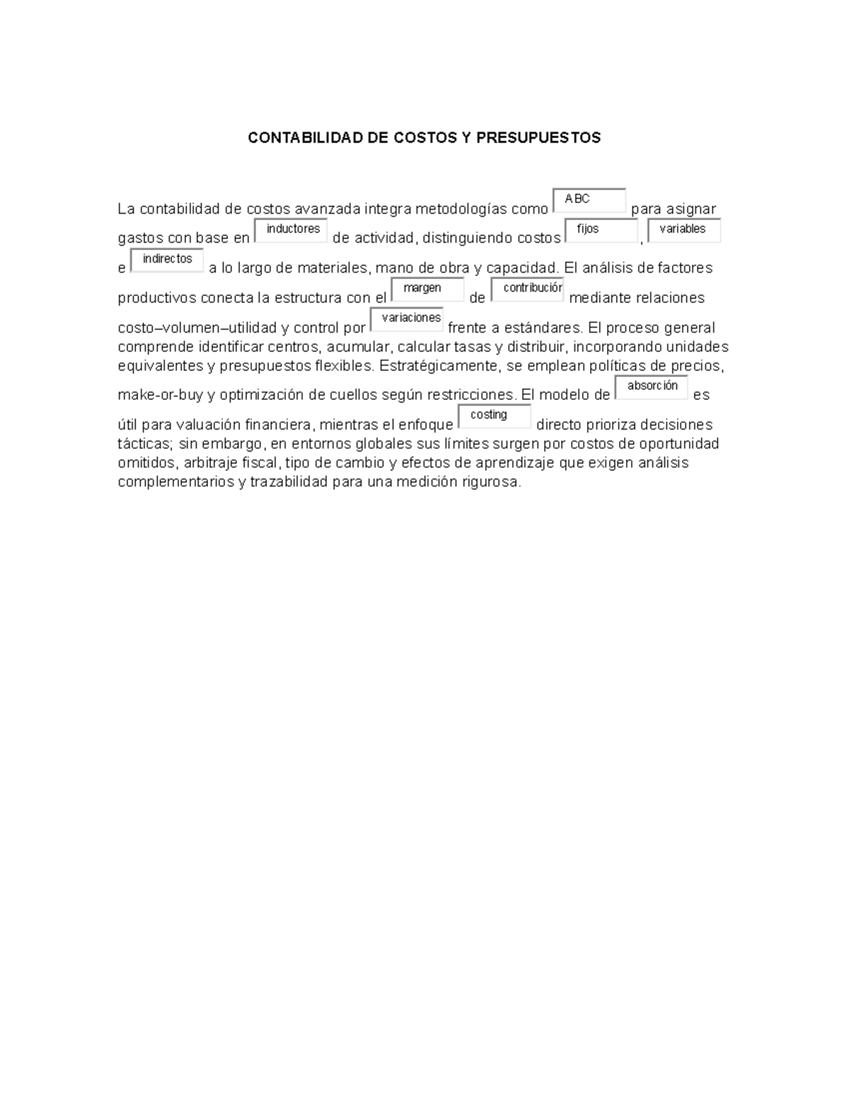 Contabilidad de Costos y Presupuestos Avanzada: Análisis y Estrategias ...