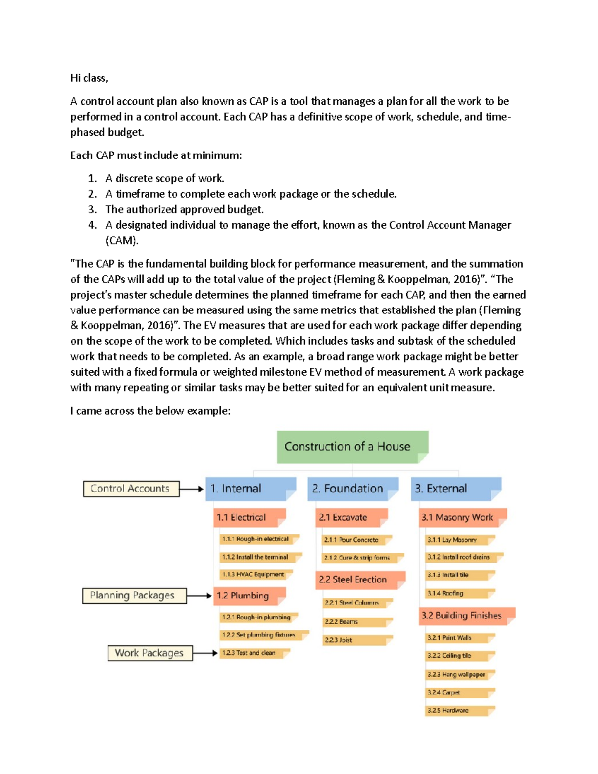 Discussion Post 4: Understanding Control Account Plans (CAP) - Studocu