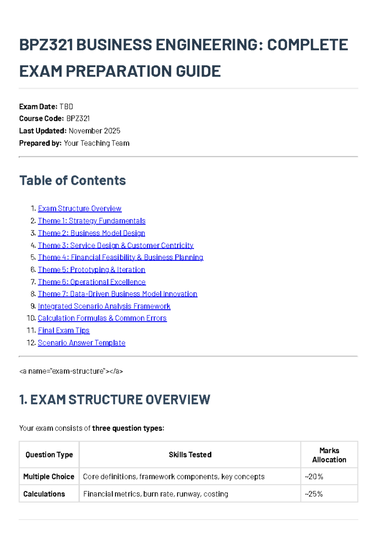 BPZ321 BUSINESS ENGINEERING: FINAL EXAM PREP GUIDE Summary - Studocu