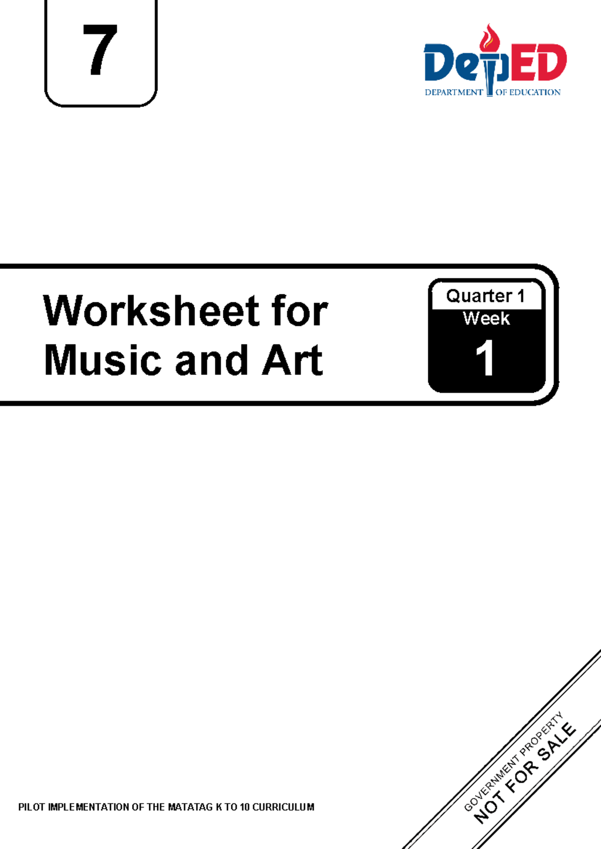 WS Music Arts 7 Quarter 1 Week 1 - Activity Worksheets - Studocu