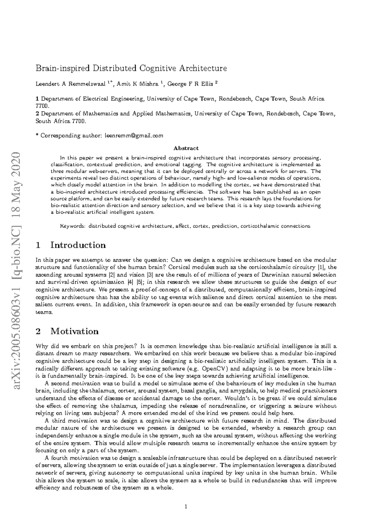 Designing a Distributed Cognitive Architecture for AI (EE 101) - Studocu