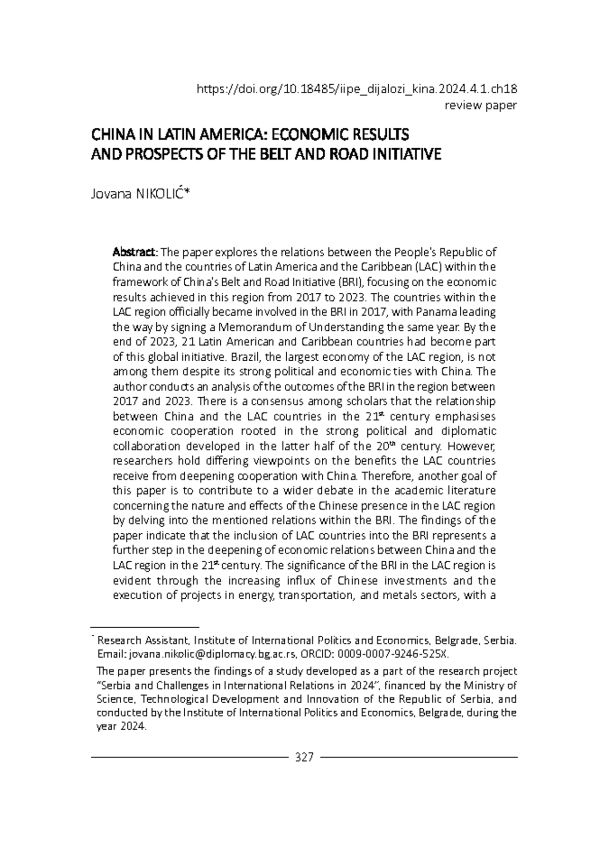 Economic Relations Between China and Latin America (LAC) in BRI (2017 ...